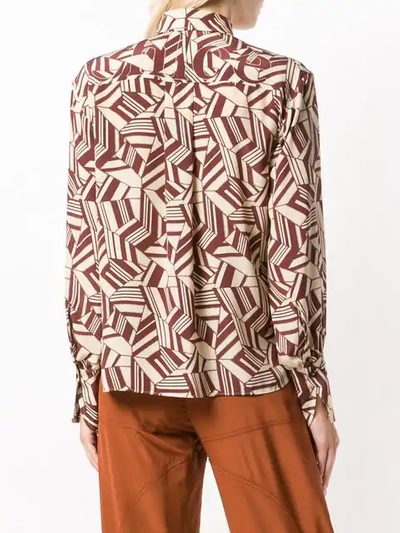 Shop Chloé Geometric Print Shirt In Brown
