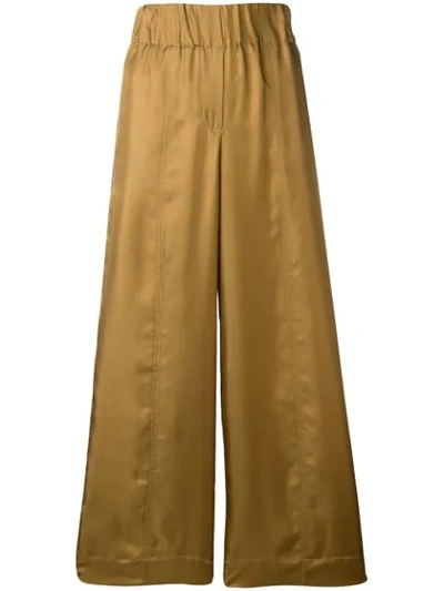 Shop Alysi Cropped Palazzo Trousers - Gold