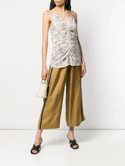 Shop Alysi Cropped Palazzo Trousers - Gold