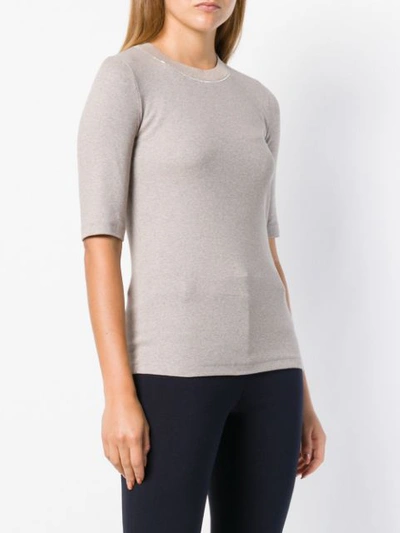 Shop Peserico Short Sleeved Knit Top In Neutrals