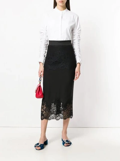 Shop Dolce & Gabbana Floral Pattern Fitted Skirt In Black