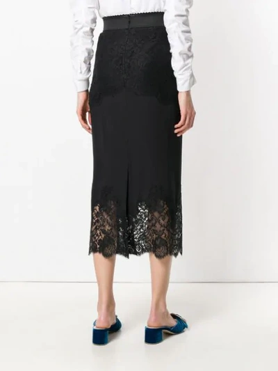 Shop Dolce & Gabbana Floral Pattern Fitted Skirt In Black