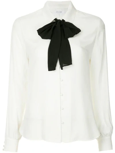 Shop Frame Bow Tie Blouse In White