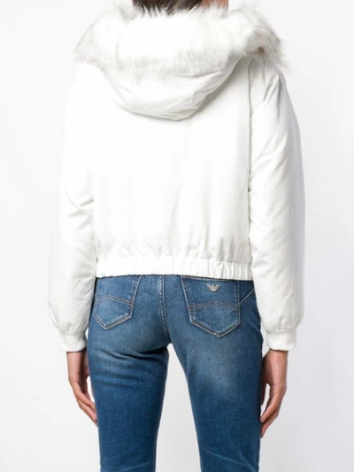 Shop Emporio Armani Padded Faux Fur Hooded Jacket In White