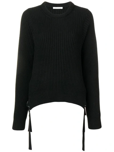 Shop Helmut Lang Knitted Strap Detailed Jumper In Black