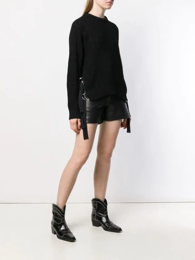 Shop Helmut Lang Knitted Strap Detailed Jumper In Black