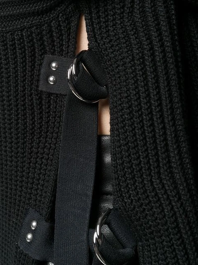 Shop Helmut Lang Knitted Strap Detailed Jumper In Black