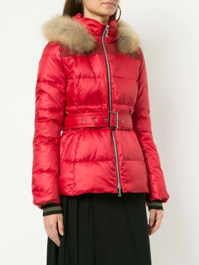 Shop Guild Prime Fur Hood Trim Puffer Jacket In Red