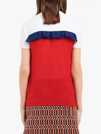 Shop Prada Frill Trim T-shirt In Red