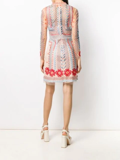 Shop Temperley London Sheer Embroidered Mini Dress In Neutrals