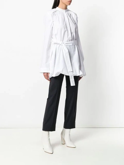 Shop Jw Anderson Flared Belted Shirt In White