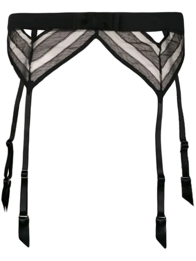 Shop Chantal Thomass Sheer Embroidered Suspenders - Black