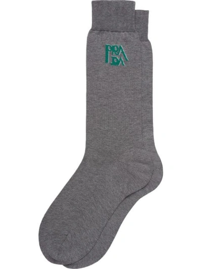 Shop Prada Lisle Cotton Socks In Grey