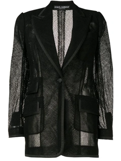 Shop Dolce & Gabbana Mesh Single-breasted Blazer In Black