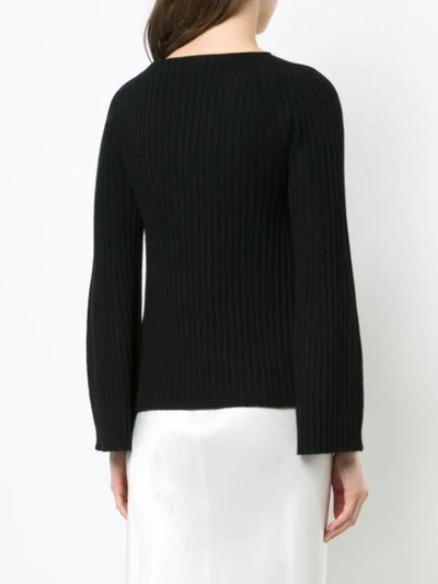 Shop Vince Ribbed Knit Cutout Sweater In Black