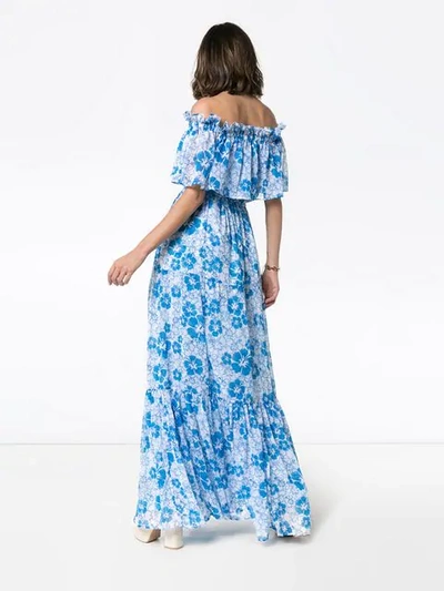 Shop All Things Mochi Kona Floral-print Maxi Dress In Blue