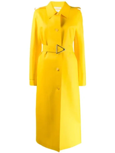 Shop Bottega Veneta Long Belted Raincoat In Yellow