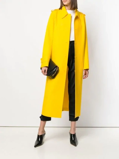 Shop Bottega Veneta Long Belted Raincoat In Yellow