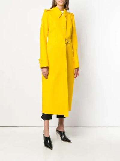 Shop Bottega Veneta Long Belted Raincoat In Yellow