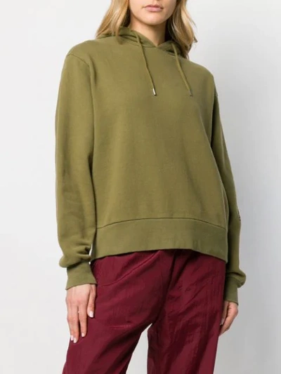 Shop Han Kjobenhavn Embroidered Sleeve Hoodie In Green