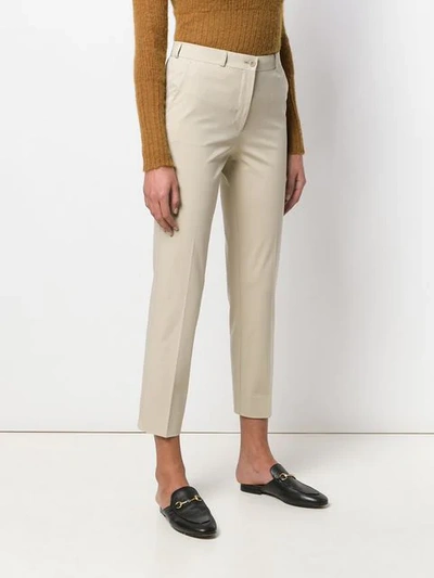 Shop Etro Tapered Cropped Chinos In Neutrals
