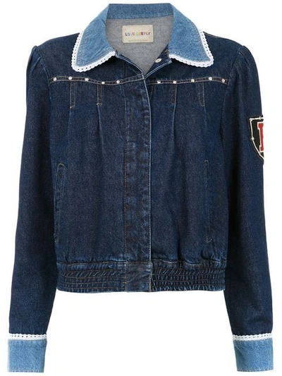 Shop Andrea Bogosian Embroidered Denim Jacket In Blue