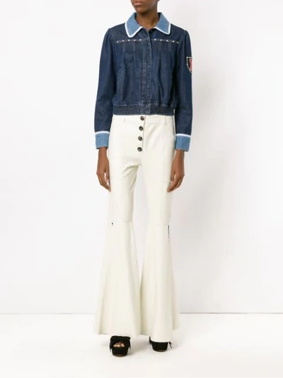 Shop Andrea Bogosian Embroidered Denim Jacket In Blue