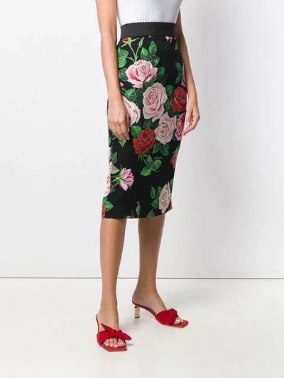 Shop Dolce & Gabbana Floral Print Skirt - Black