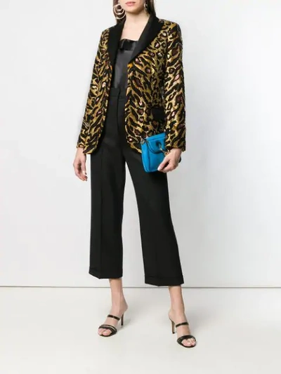 Shop Moschino Tiger Sequin-embellished Blazer In Gold