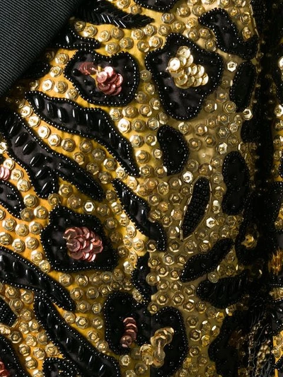 Shop Moschino Tiger Sequin-embellished Blazer In Gold