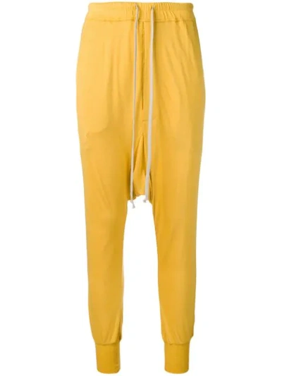Shop Rick Owens Lilies Dropped Crotch Track Pants - Yellow