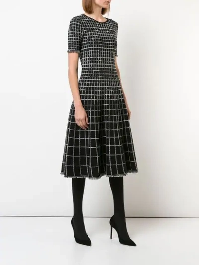 Shop Jason Wu Collection Contrast Check Flared Dress - Black