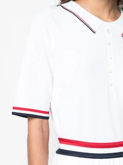 Shop Thom Browne Stripe Detail Polo Shirt In White