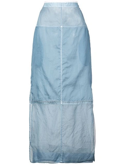 Shop Jil Sander Deconstructed Midi Skirt - Blue