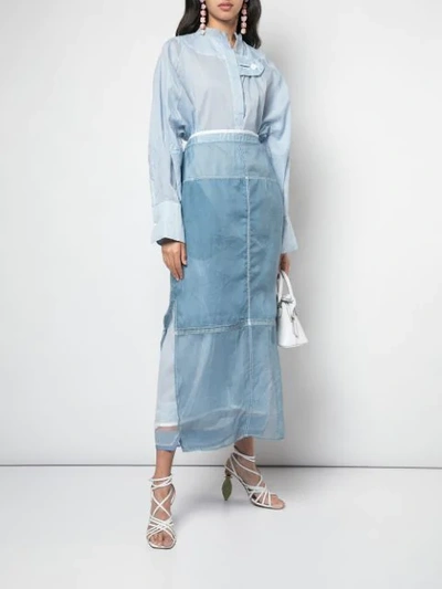 Shop Jil Sander Deconstructed Midi Skirt - Blue