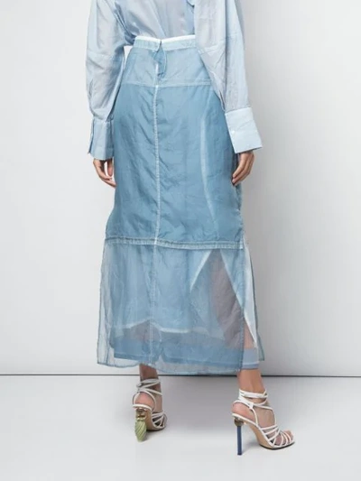 Shop Jil Sander Deconstructed Midi Skirt - Blue