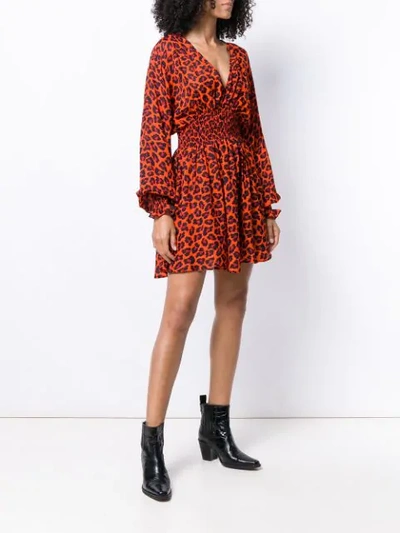 Shop Msgm Leopard Print Mini Dress In Orange