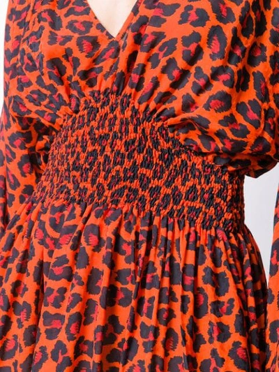 Shop Msgm Leopard Print Mini Dress In Orange