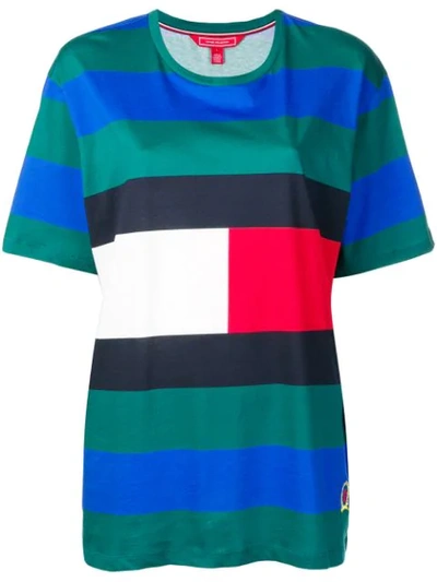 Shop Tommy Hilfiger Colour-block Logo T-shirt - Green