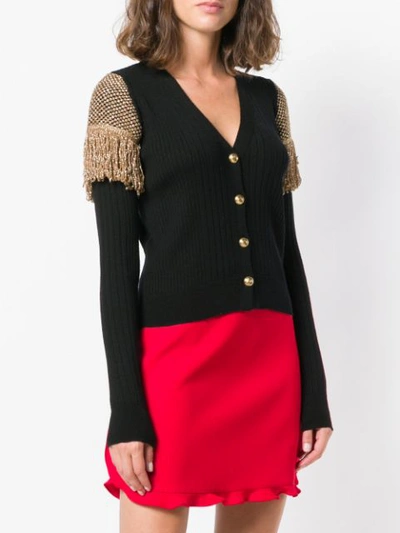 Shop Pinko Filica Fringed Detail Cardigan In Black