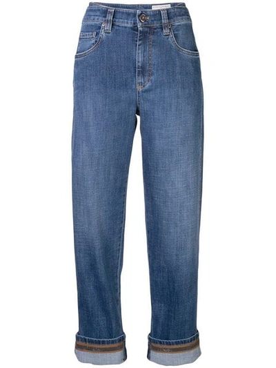 Shop Brunello Cucinelli Cropped Boyfriend Jeans In Blue