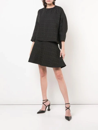 Josie Natori Kurze Jacquard-jacke In Black