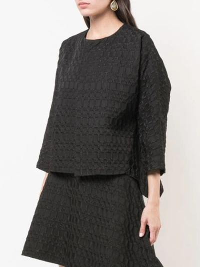 Josie Natori Kurze Jacquard-jacke In Black