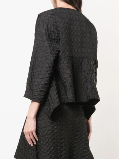 Josie Natori Kurze Jacquard-jacke In Black