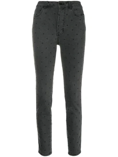 Shop Ulla Johnson Dotted Cropped Jeans In Black