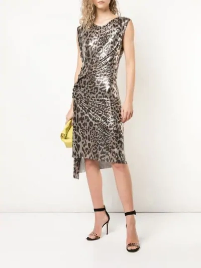 Shop Paco Rabanne Metallic Leopard Pattern Dress In Gold