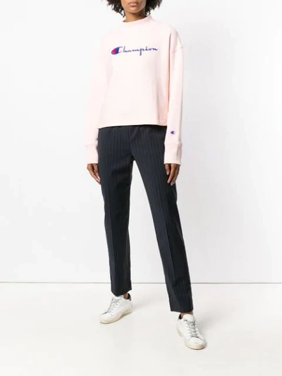 Shop Champion Logo Print Sweatshirt - Pink