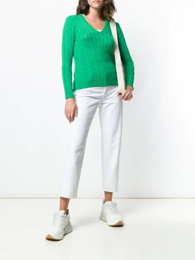 Shop Polo Ralph Lauren Cable Knit Jumper In Green