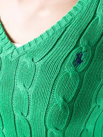 Shop Polo Ralph Lauren Cable Knit Jumper In Green