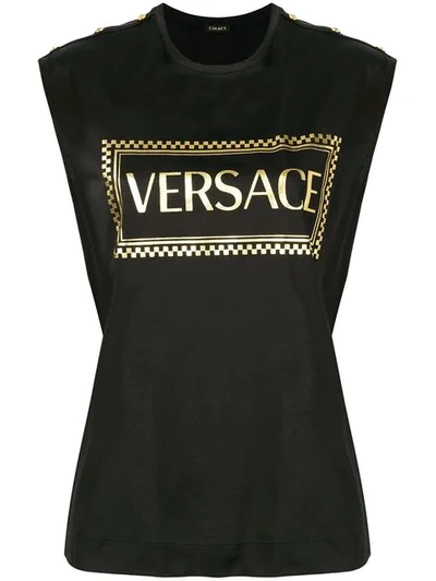 VERSACE VINTAGE LOGO TANK TOP - 黑色